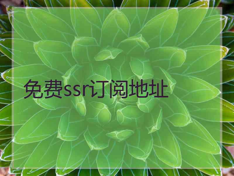 免费ssr订阅地址