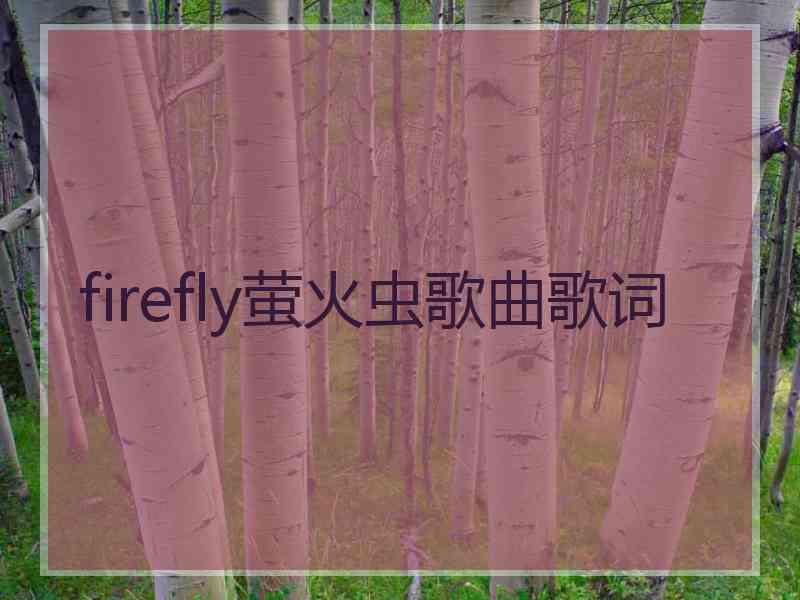 firefly萤火虫歌曲歌词