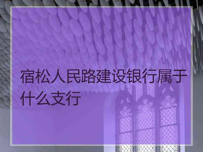 宿松人民路建设银行属于什么支行