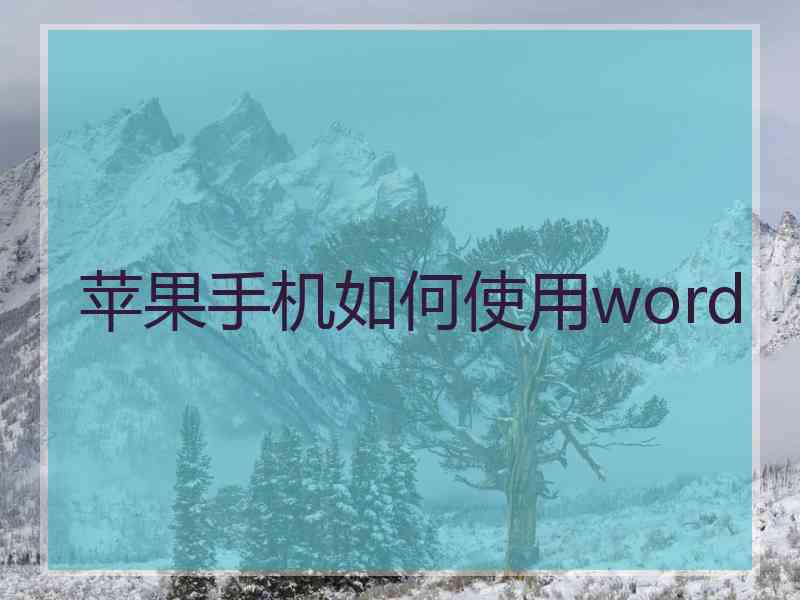 苹果手机如何使用word