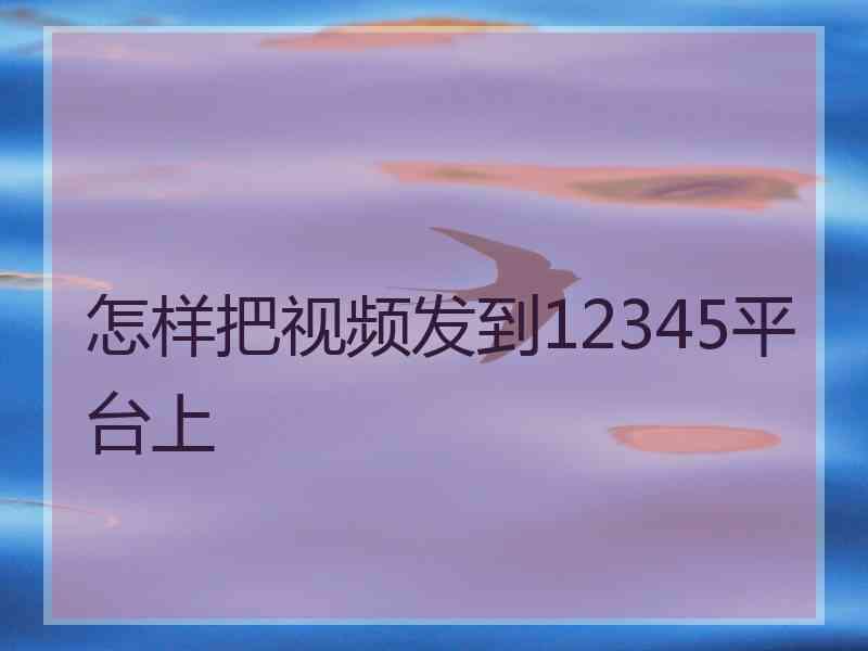 怎样把视频发到12345平台上